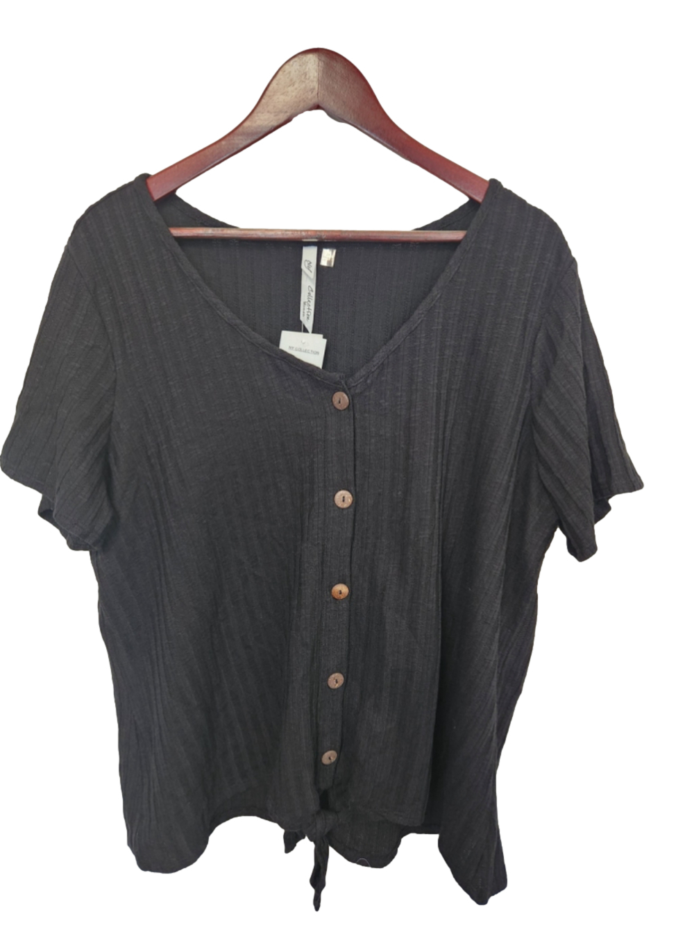 NY Collection Button Down Shirt Black Size 2X
